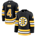B.Bruins #4 Bobby Orr Player Fanatics Home Premium Black Hockey Jerseys