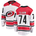 C.Hurricanes #74 Jaccob Slavin Player Fanatics White Away Breakaway Hockey Jerseys