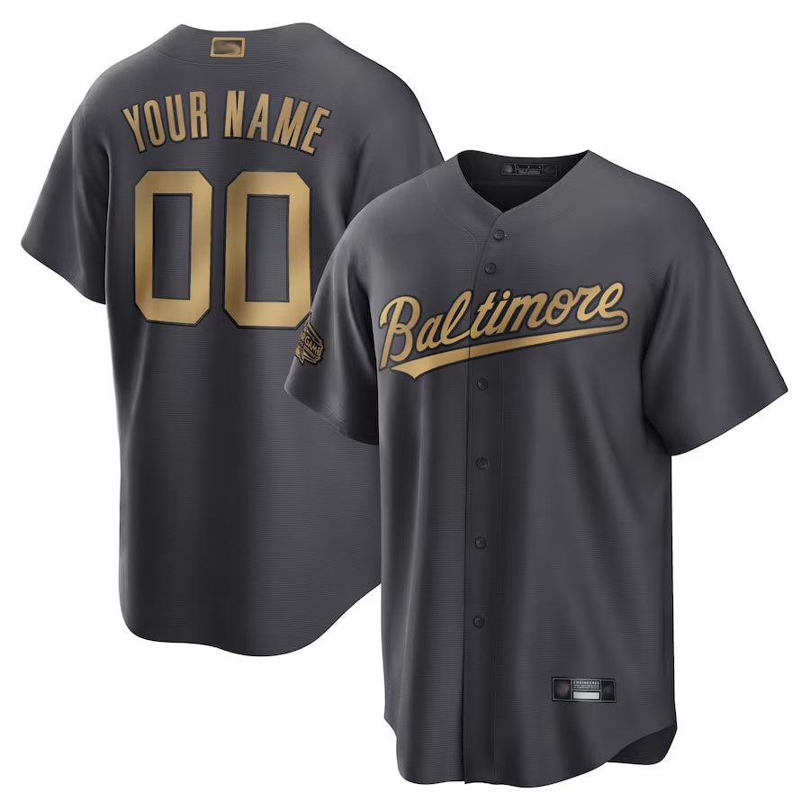 Custom B.Orioles All-Star Game Replica Charcoal Baseball Jerseys