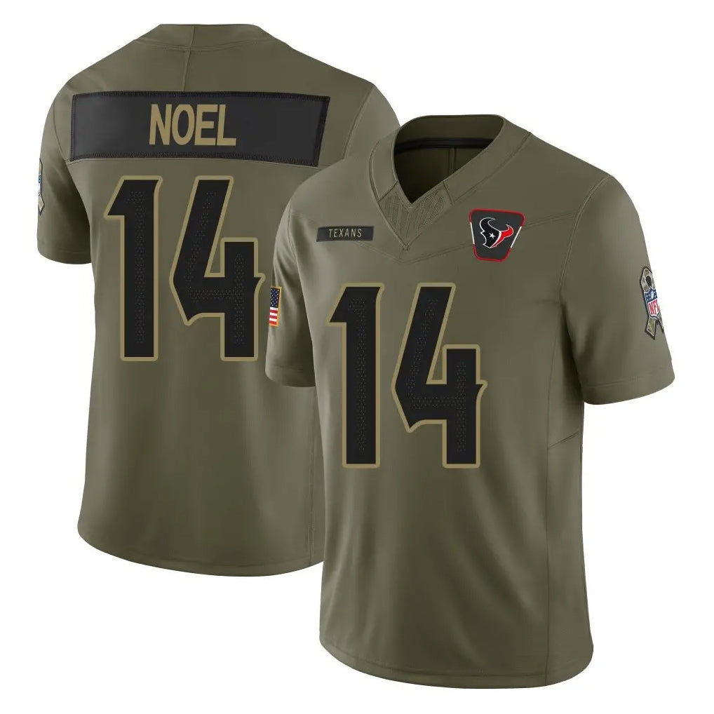 H.Texans #14 Jaylin Noel Player Olive Salute To Service Football Jerseys