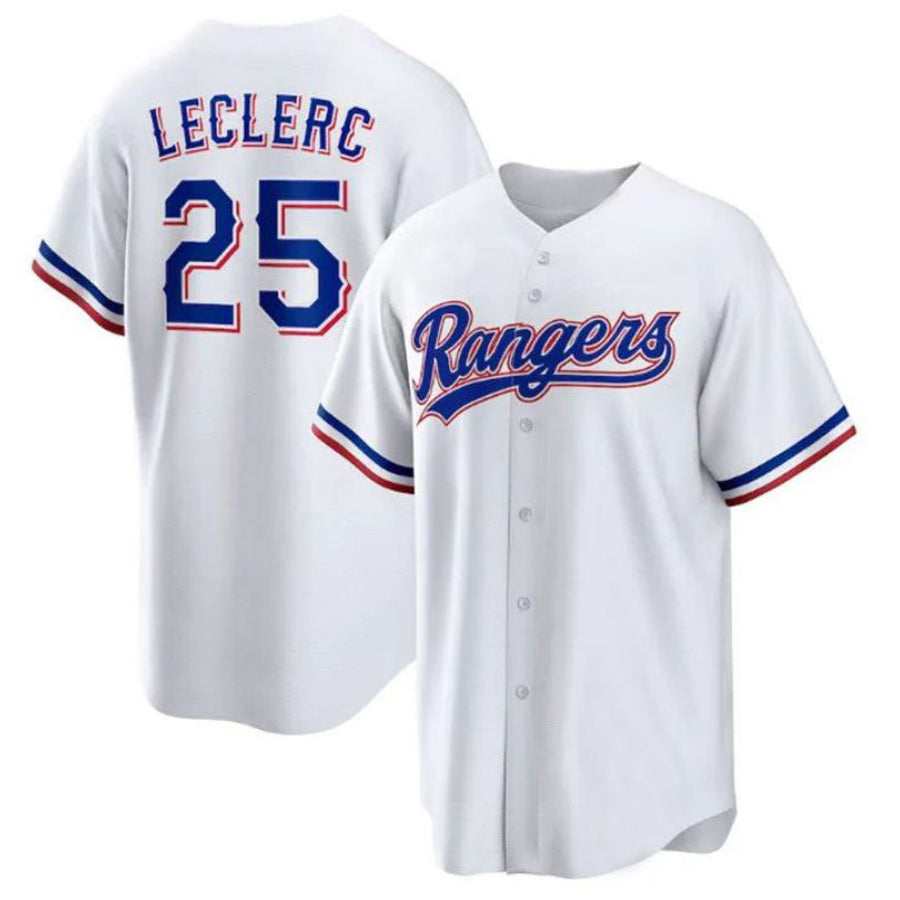 T.Rangers #25 Jos隆搂| Leclerc Player White Home Replica Baseball Jerseys