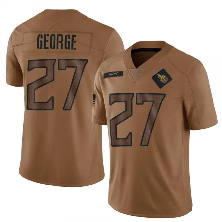 T.Titans #27 Eddie George Player Brown Salute To Service Limited Football Jerseys